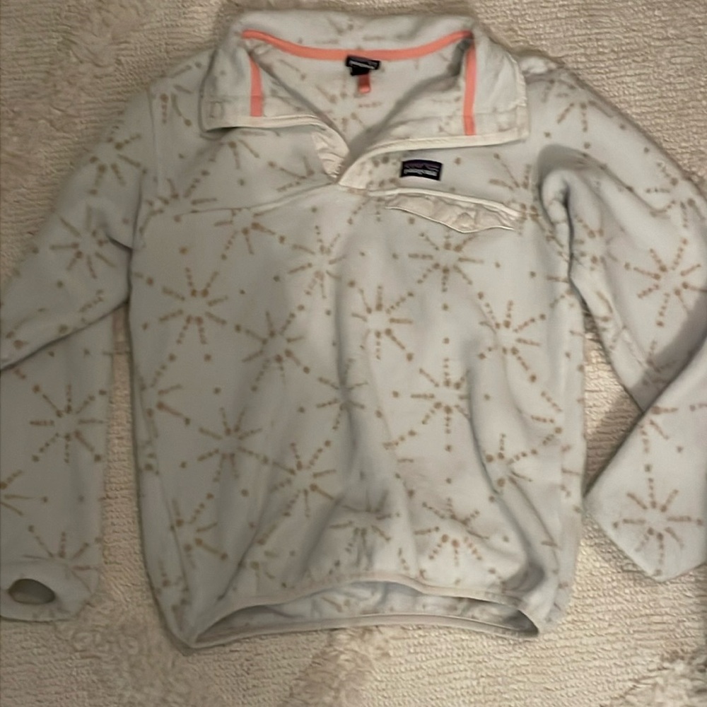 White Patagonia Kids Fleece Button Up